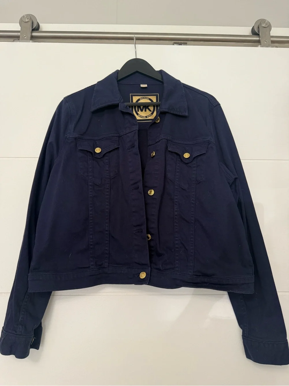 Michael Kors Navy Button-Front Jean Jacket